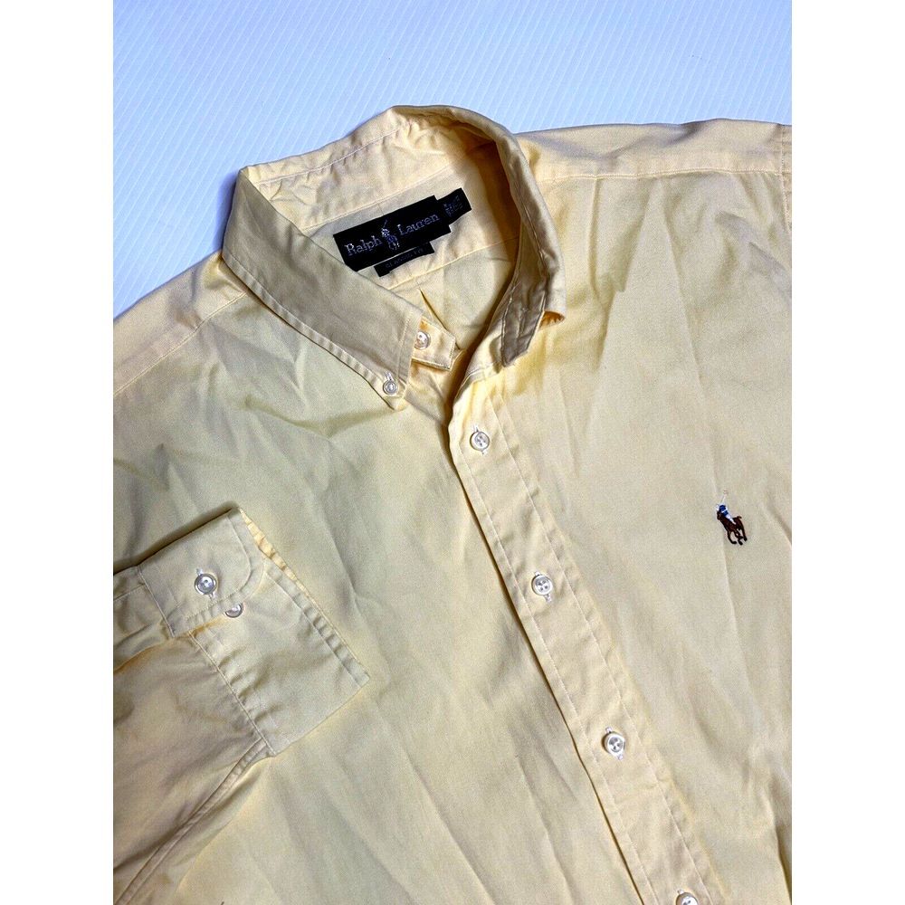 Ralph Lauren Mens Classic Fit 17.5 Long Sleeve Button Down Butter Yellow‎ Shirt